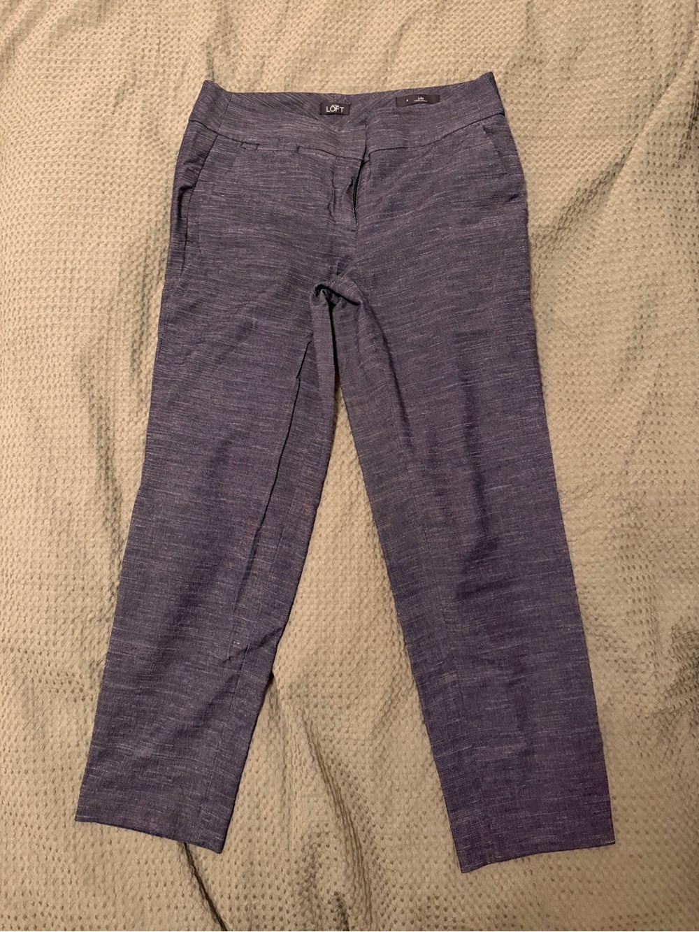 LOFT Cropped Slim Pants in Heathered Navy